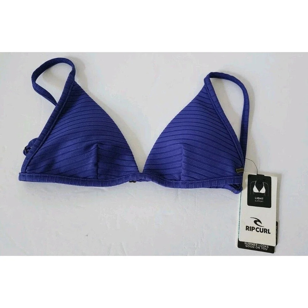 Rip Curl Women's Standard Premium Surf Fixed Triangle Top Blue Size M New